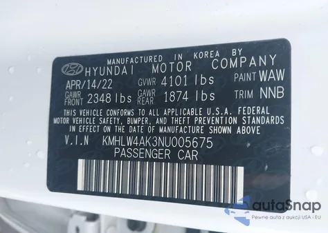 2022 Hyundai Elantra N z USA, uszkodzony, nr VIN KMHLW4AK3NU005675